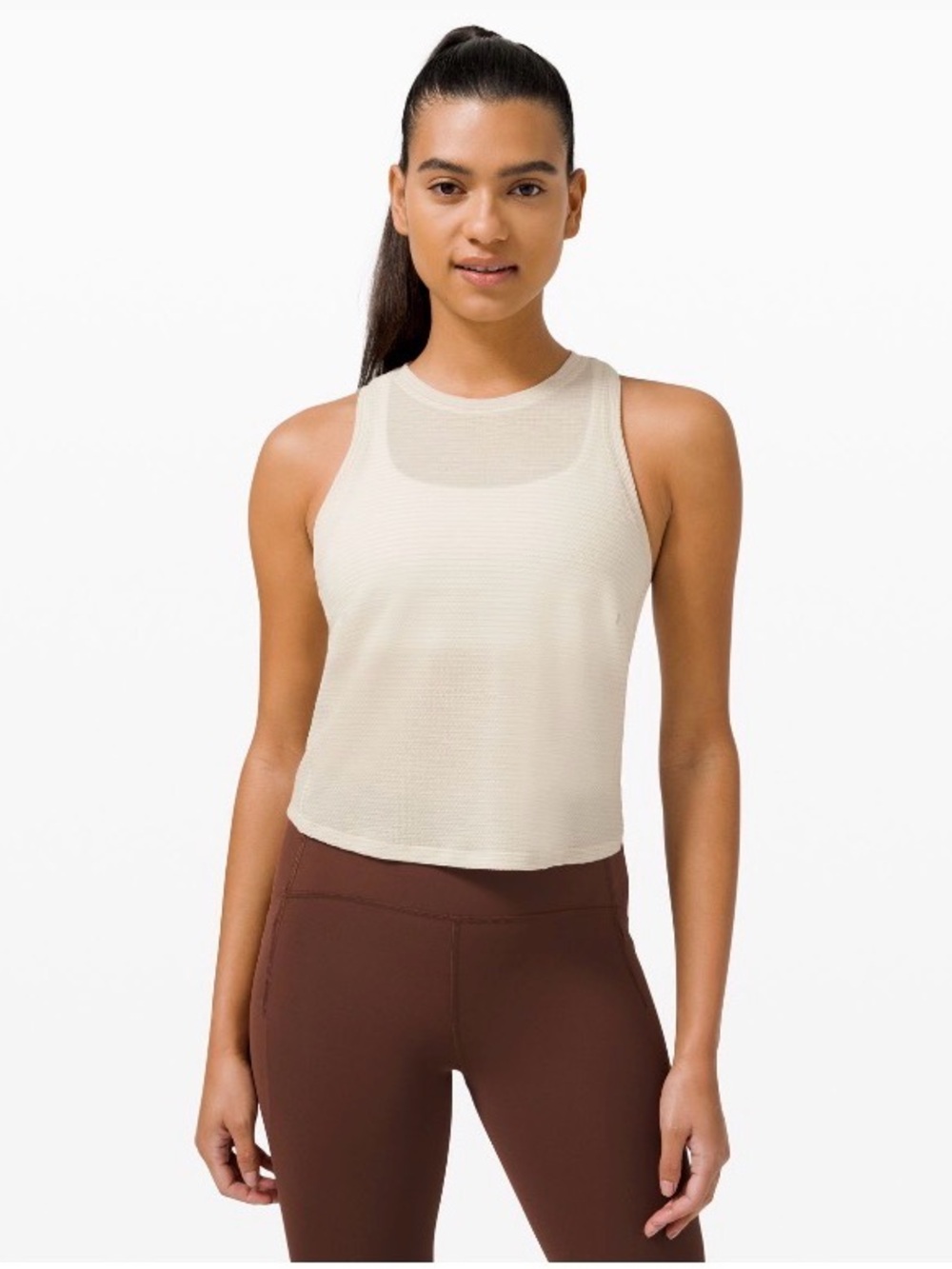 lululemon athletica Cream Knit Racerback Crop Tank